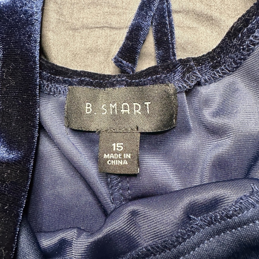 B. Smart Midnight Velvet Long Sleeve Dress - Picture 2 of 2